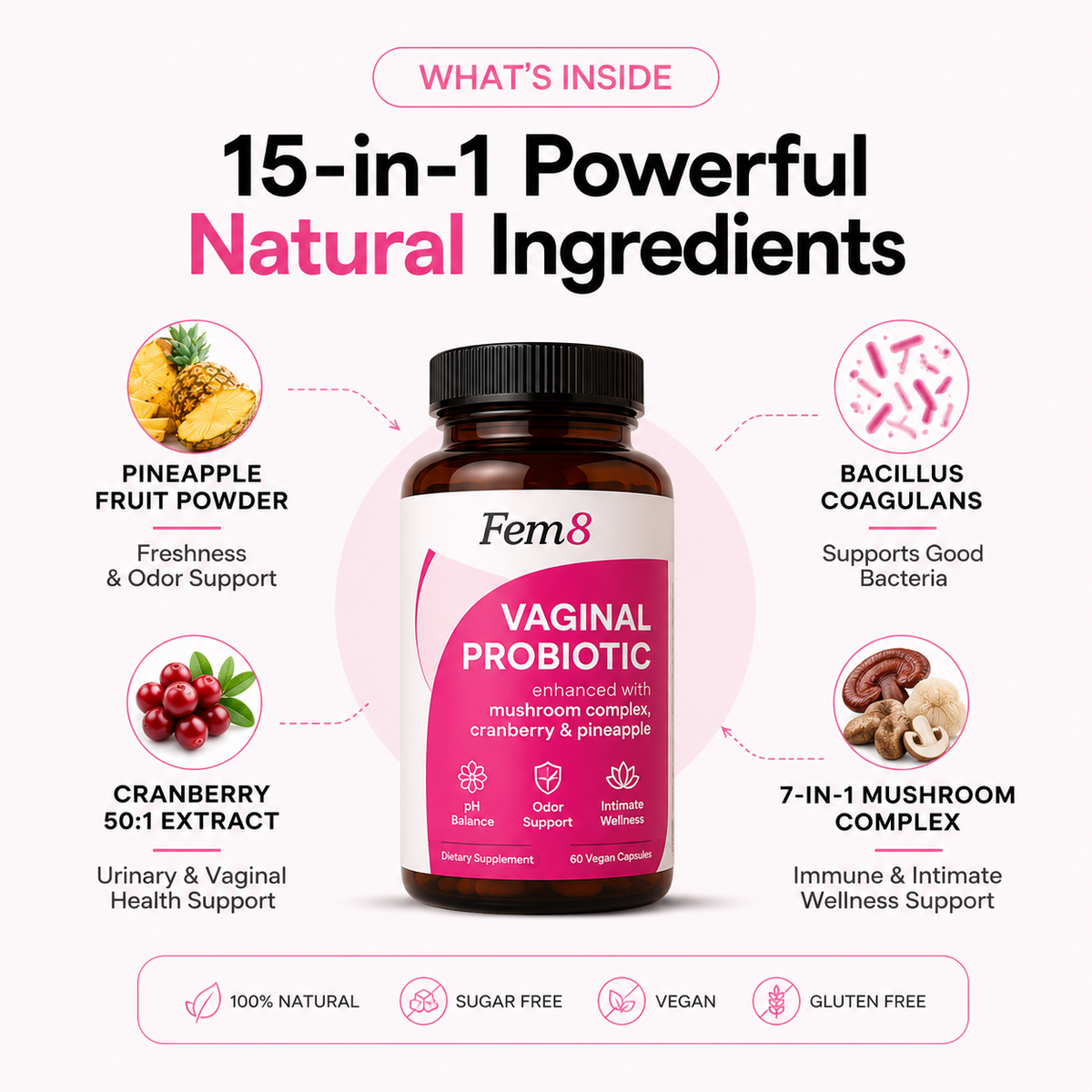 FLORA+ Vaginal Probiotic By FEM8